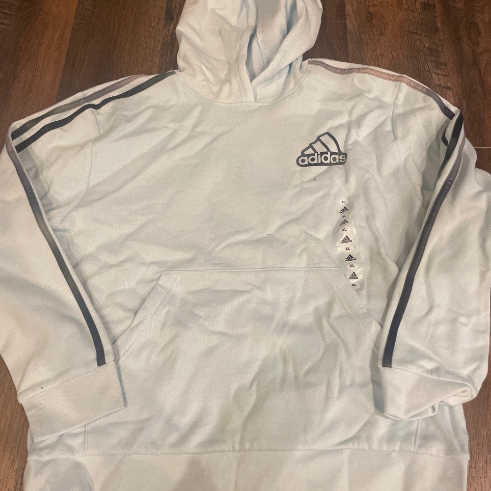 Youth XL Light Blue Adidas Hoodie with ombre stripe on sleeve